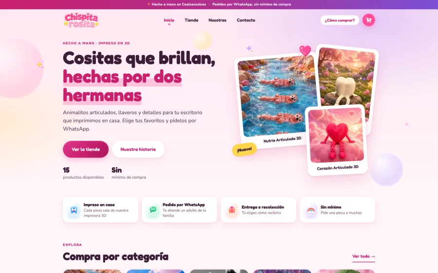 E-commerce — trabajo hecho para Chispita Rosita