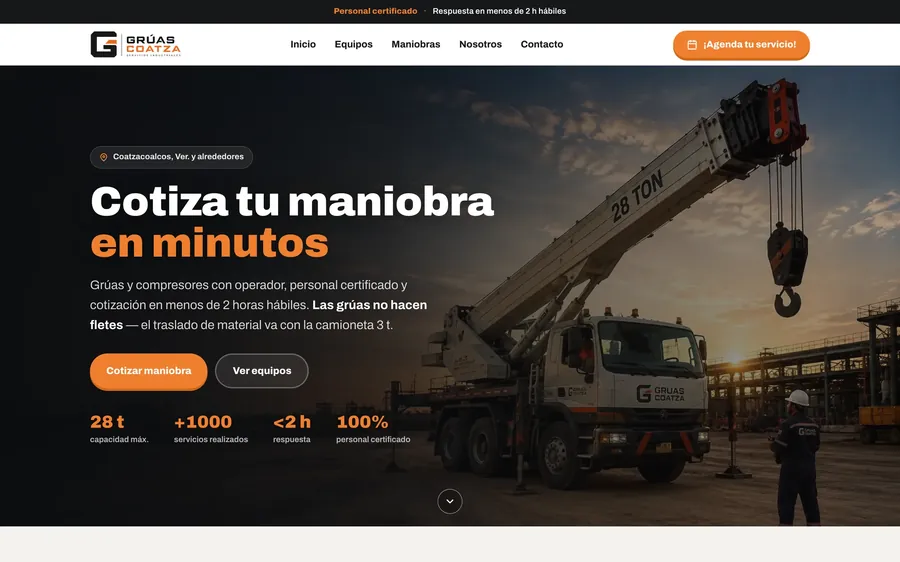 Landing Page — trabajo hecho para Grúas Coatza